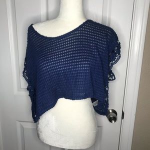 Blue Woven Crop Top sz L